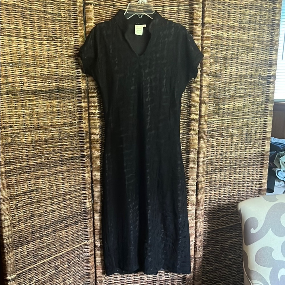 Shabby Apple Elegant Black V-Neck Lace Overlay Dress